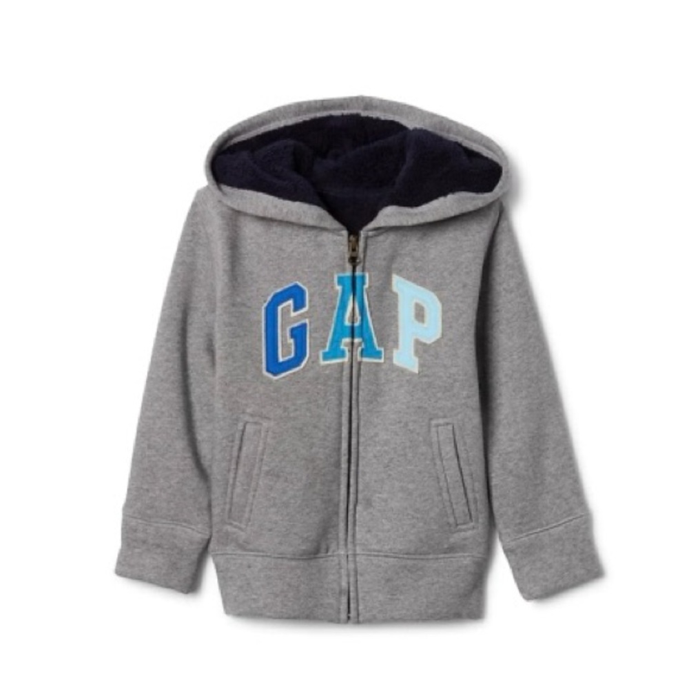 GAP Kids Gray and Blue Logo Hoodie